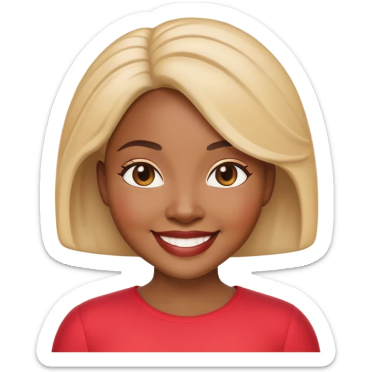 Memoji-style emoji of a Black woman with light skin, friendly expression, simple background, Apple emoji style sticker