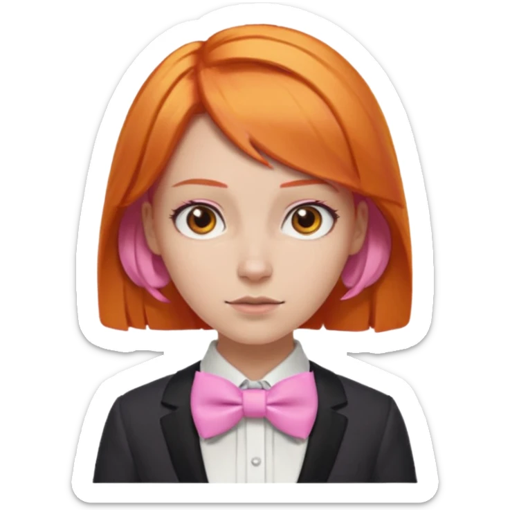 In A Clash Of Clans Aesthetic orange hair woman with pink bowtie sticker