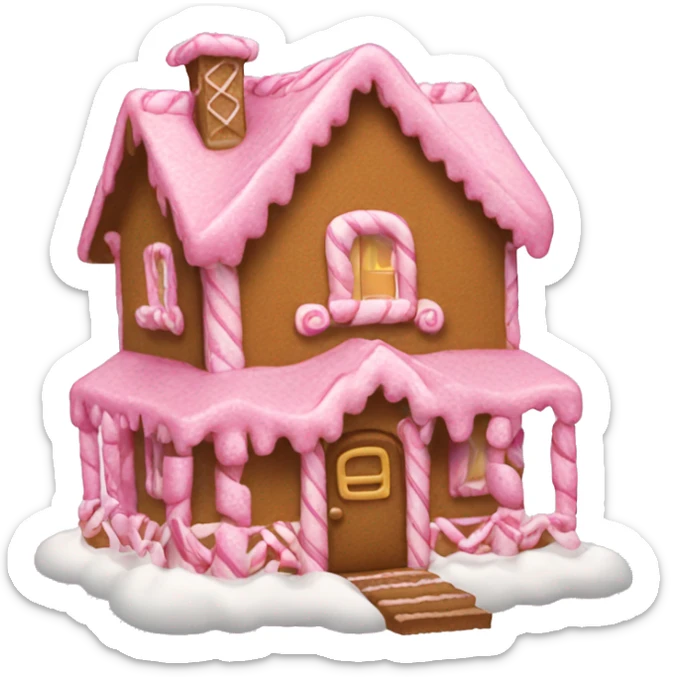 A pink gingerbread house sticker