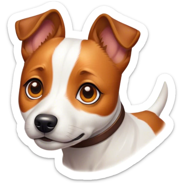 Cinematic Noble Jack Russell Terrier Portrait Emoji, Poised and spirited, with a compact, agile build in rich, warm tones, bright, alert eyes, perky ears, and a determined, lively expression, Simplified yet sharp and sophisticated features, highly detailed, glowing with a warm, natural luminescence, high shine, intelligent and resilient, stylized with an air of energetic authority, focused and alert, soft glowing outline, capturing the essence of a watchful and confident Jack Russell Terrier that appears ready to bound out of the screen with effortless energy! sticker