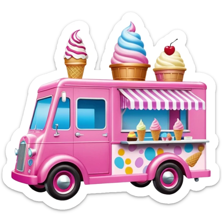 Barbie’s 4wd 1937 racing ice cream dream house food truck  sticker