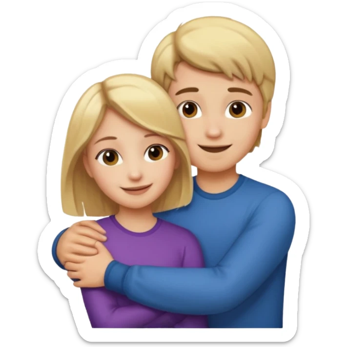 Amour à distance fille blonde et garçon châtain tous les deux clair de peau  sticker