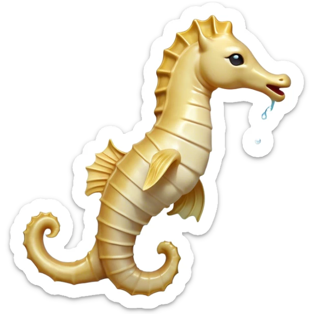 Cinematic Realistic Cute Yawning Sea Horse Portrait Emoji, Head tilted slightly with a dramatic, wide-open yawn, showcasing a soft, flowing body with gently drooping fins and half-closed, drowsy eyes rendered in delicate detail, high shine, relaxed yet expressive, styled with a dash of underwater charm, soft glowing outline, capturing the essence of a sleepy yet affectionate sea horse that appears ready to rest in tranquil water. sticker