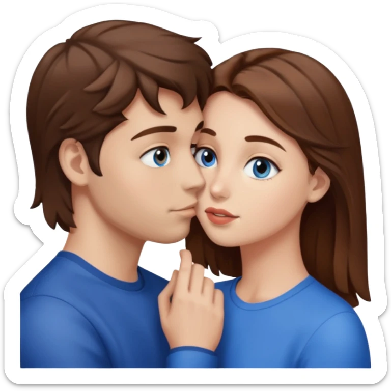GUY WITH BROWN EYES AND HAIR KISSING GIRL WITH BROWN HAIR AND BLUE EYES sticker