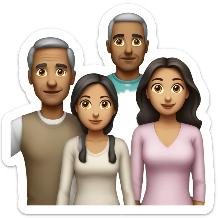 Draw a Latin family of 4. A 57-year-old man. 49-year-old woman. 27-year-old girl and a 22-year-old tall boy. sticker