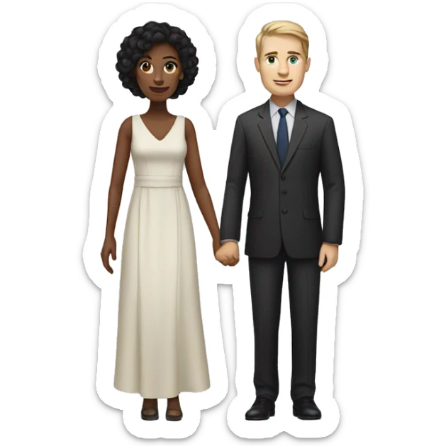 White man and woman with dark hair in dress attire  sticker