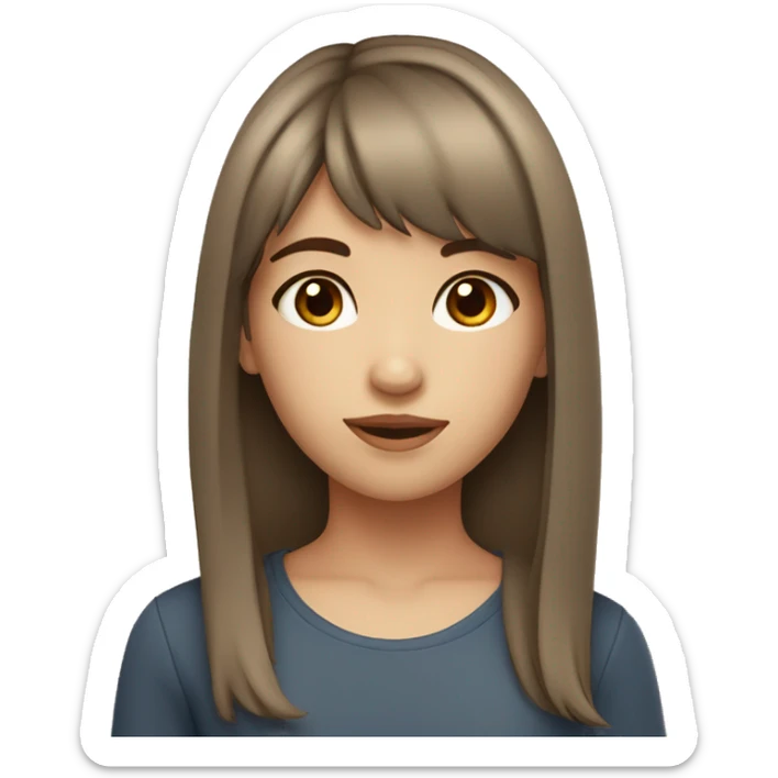 Girl with brown eyes brown hair with fair skin side bangs sticker