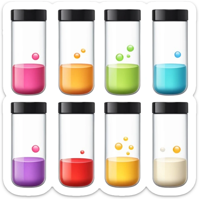 emoji of beauty tubes and jar with brand labels, minimalistic design sticker