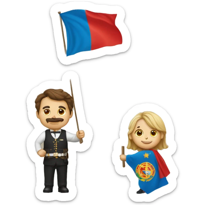 un français et une portugaise qui portent le drapeau Allemand sticker