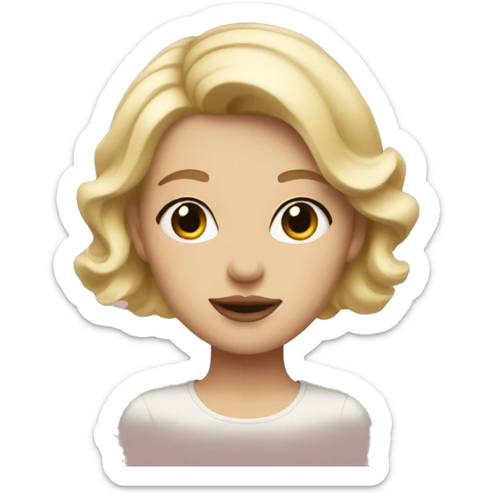 Blonde girl with short hair and dusty pink lips happy sticker