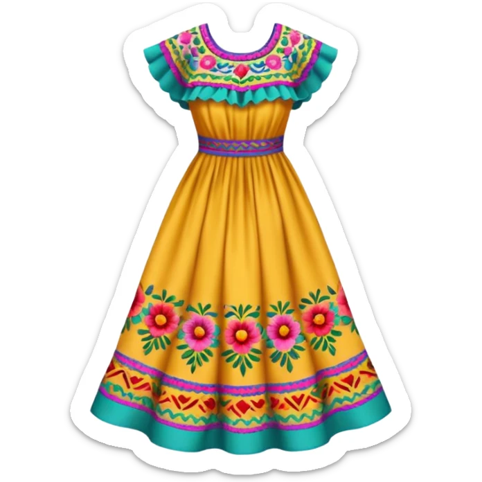 mexican patterned dress sticker