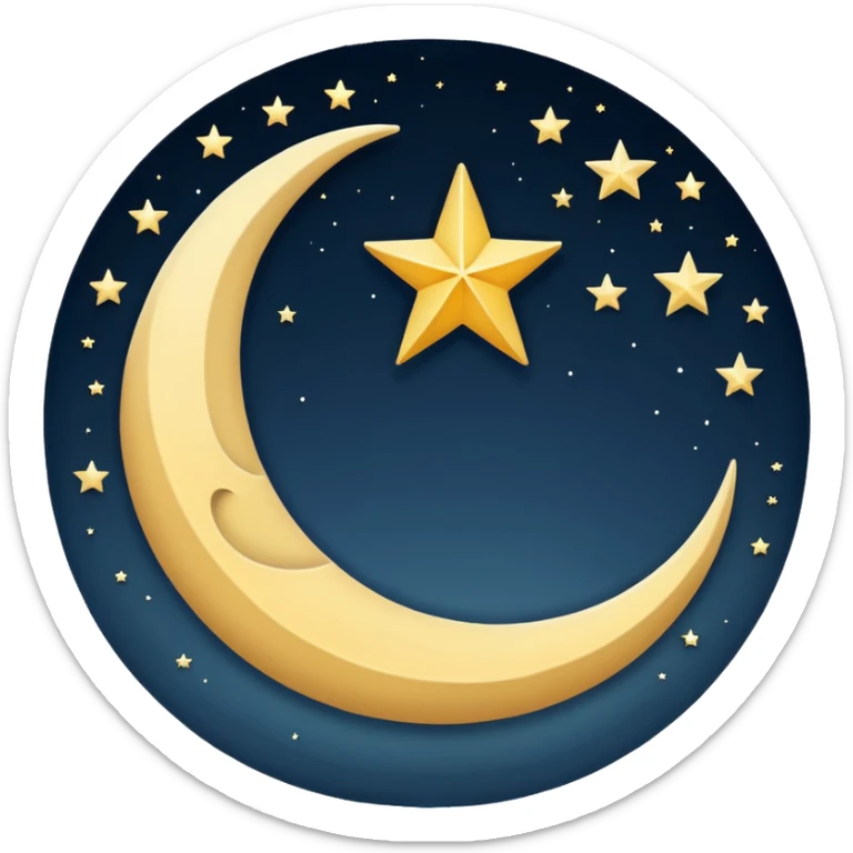 Star and Crescent emoji with black backgroun and no face but the start and crescent both should be in white colour sticker