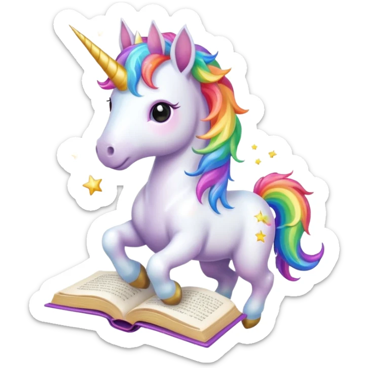 Unicorns read book
A full body of little majestic unicorn with rainbow mane holding an open book with magic sparks.












 sticker