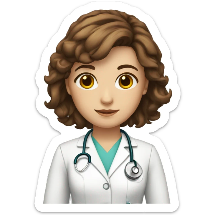 Doctor woman brown hair shoulderlength brown eyes  sticker