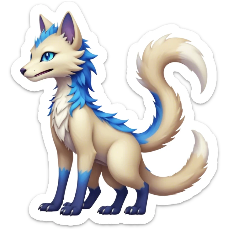 Kawaii dark cute vibrant edgy fantasy ethereal feline-vernid-sergal-fursona animal creature with a tufted tail full body sticker