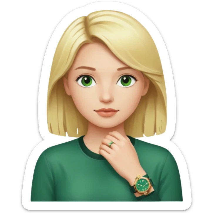 Breitling green faced watch on blonde girl wrist  sticker