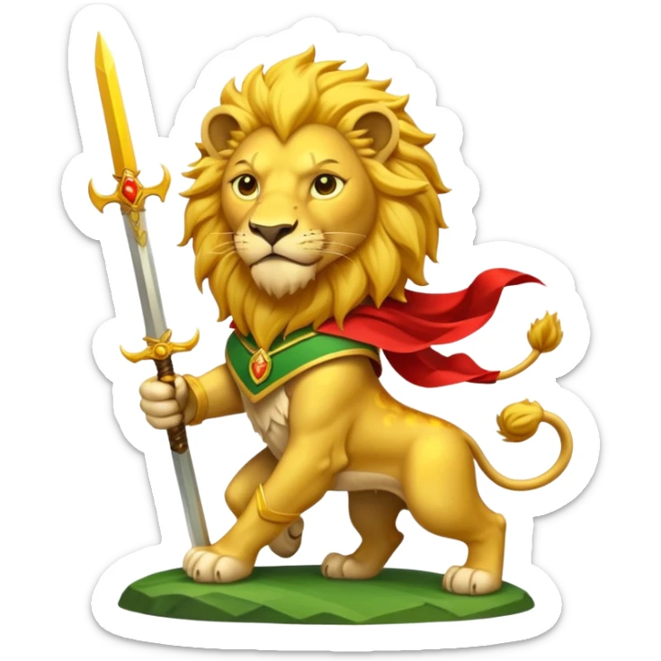 A lion with a sword and the sun on top of it and on the top green and bottom red flag sticker