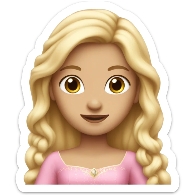 Princess in pink dress and long blonde hair sticker