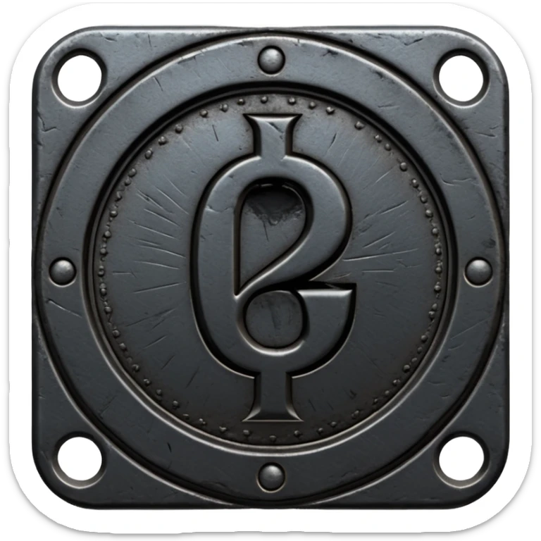 Minimal emoji, gothic metal coin made of black steel, engraved number 2 at the center, ancient industrial aesthetic, worn metal texture, no glow, no neon, flat emoji design, centered, transparent background sticker