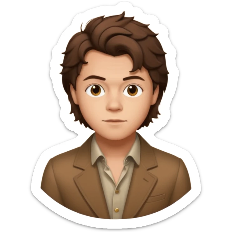 une joli personne qui ressemble a harry styles, avec beaucoup de details,  dans un rond  sticker