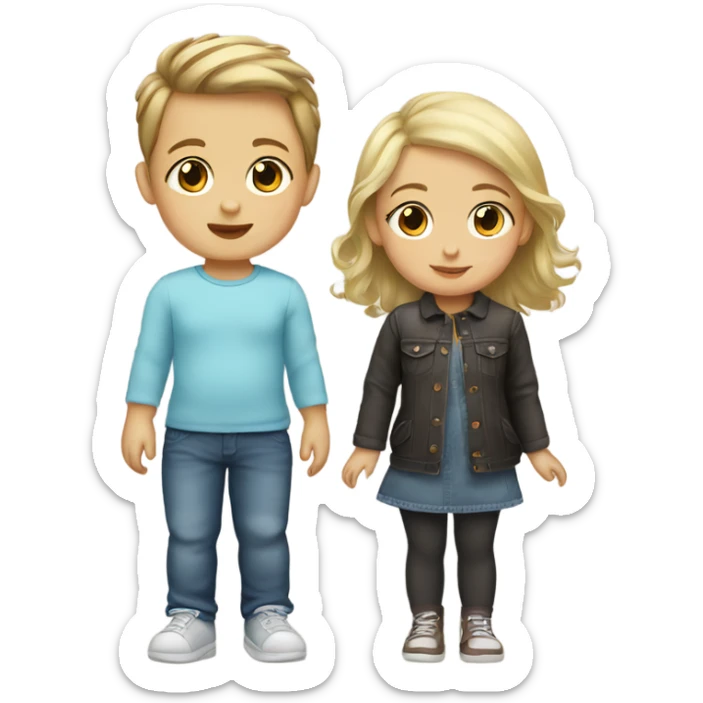 Baby with brown hair and girl with blonde hair sticker
