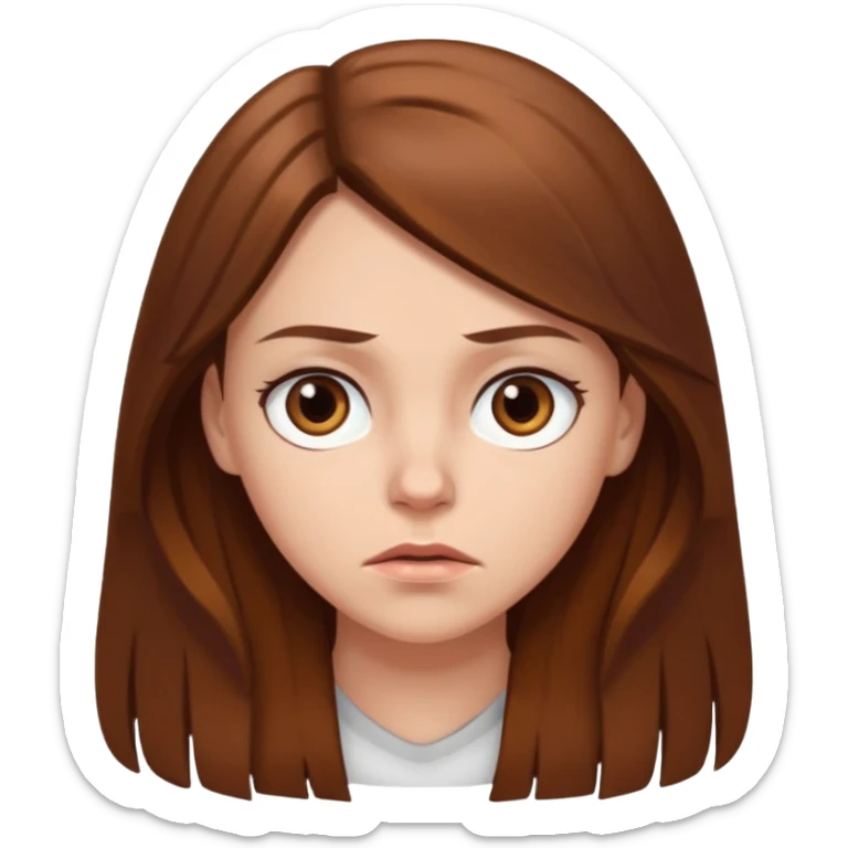a white girl with brown long hair and brown eyes looking annoyed  sticker