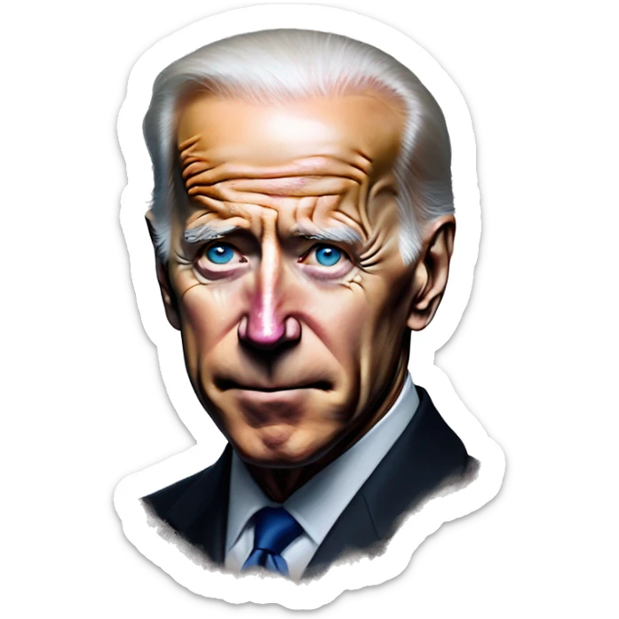 Tattooed Biden in Vampire Survivors style, oil paint, mysterious eyes, intricate lips, masterpiece portrait, beautiful, desirable, logical sticker