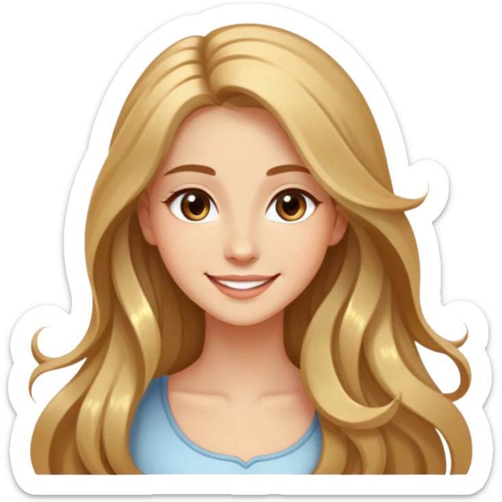 A graceful young woman with long, flowing hair, sparkling eyes, and a warm, radiant smile that lights up the room sticker