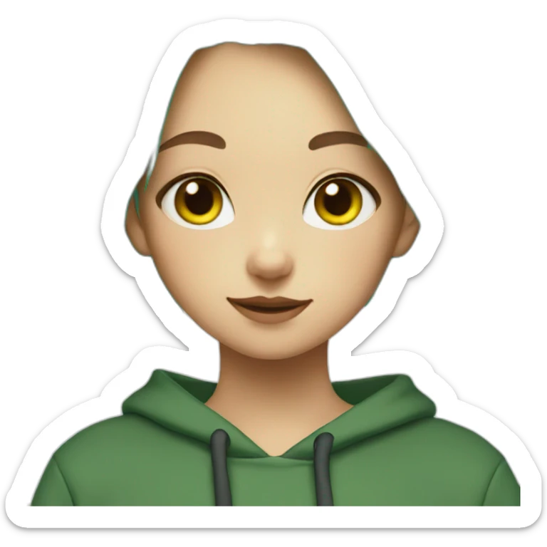 Cat Girl with green hair and dark sweatshirt sticker