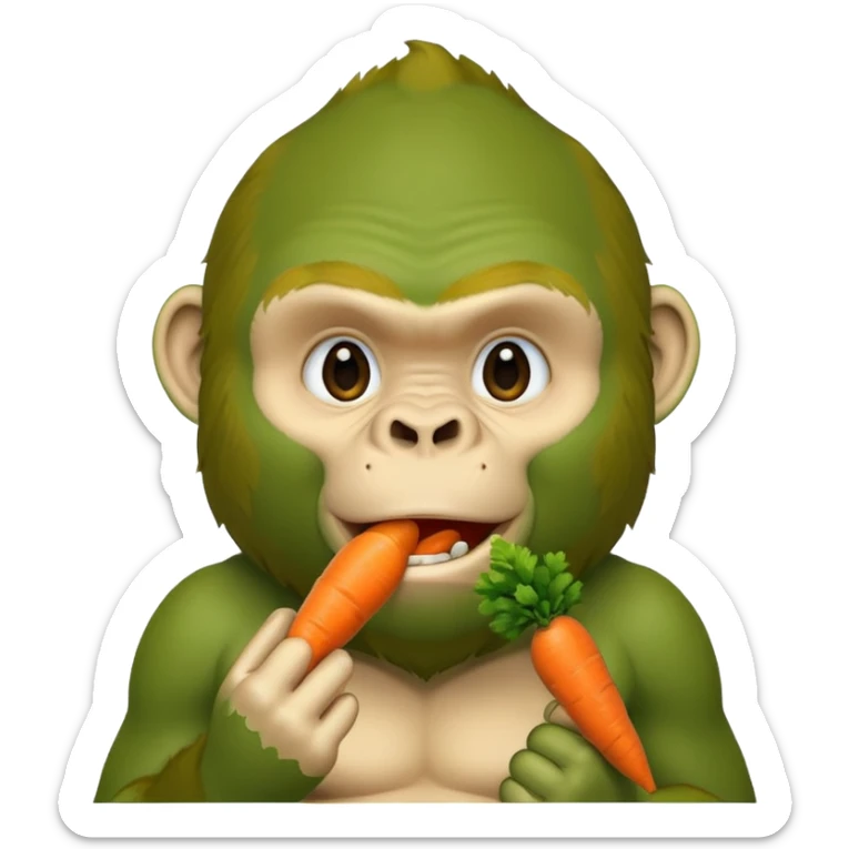 A green gorilla that loves vegetables and is part of a kindergarten named banban's kindergarten sticker