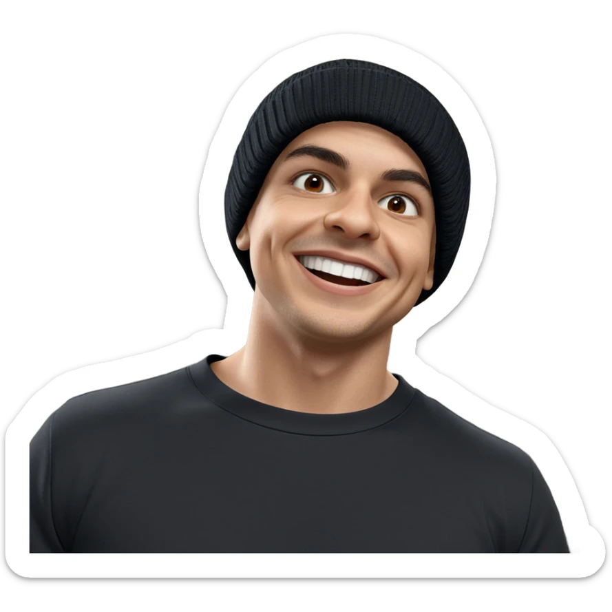 smiling boy in skeleton beanie sticker