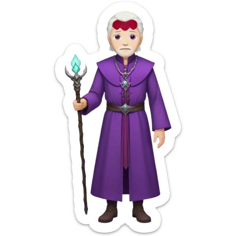 a white haired old man with purple eyes standing, full body, in Targaryen themed clothes sticker