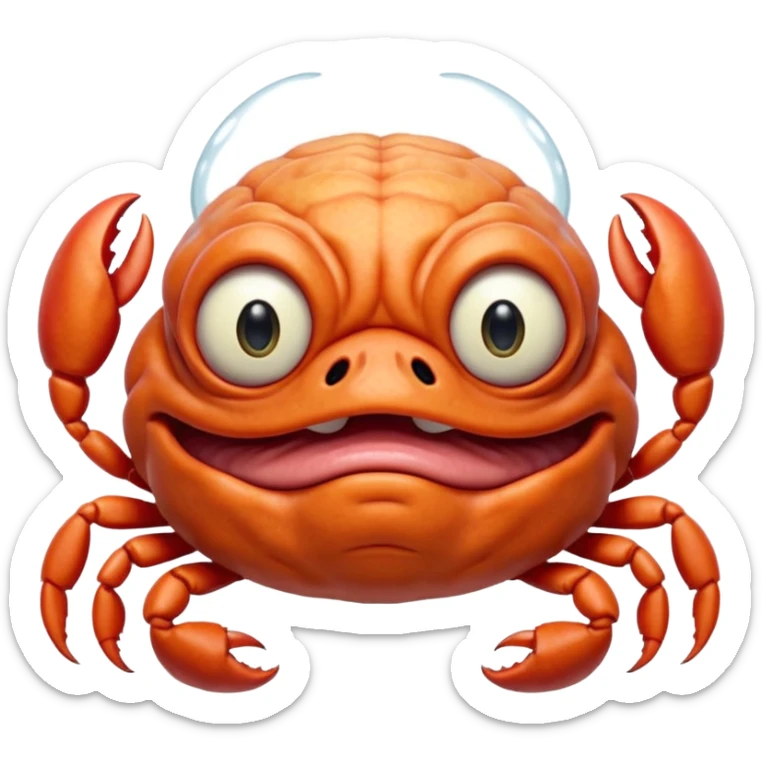 a crabadabadooda face, big eyes, tubblewubble, loolaapapoo, very wrinkly, bingblogo, crab,  SCREAMING, SCARES, WRINKLY, WRINKLES, sloopa, small mouth loobadooba, consquinto, lalalalabingbong, glossy eyes, maalardo , MAMAMALRHEGVXOSU, HDDISHIAGDUEHAIDYDTBWCAXCXZZXOXOSBSJWK sticker