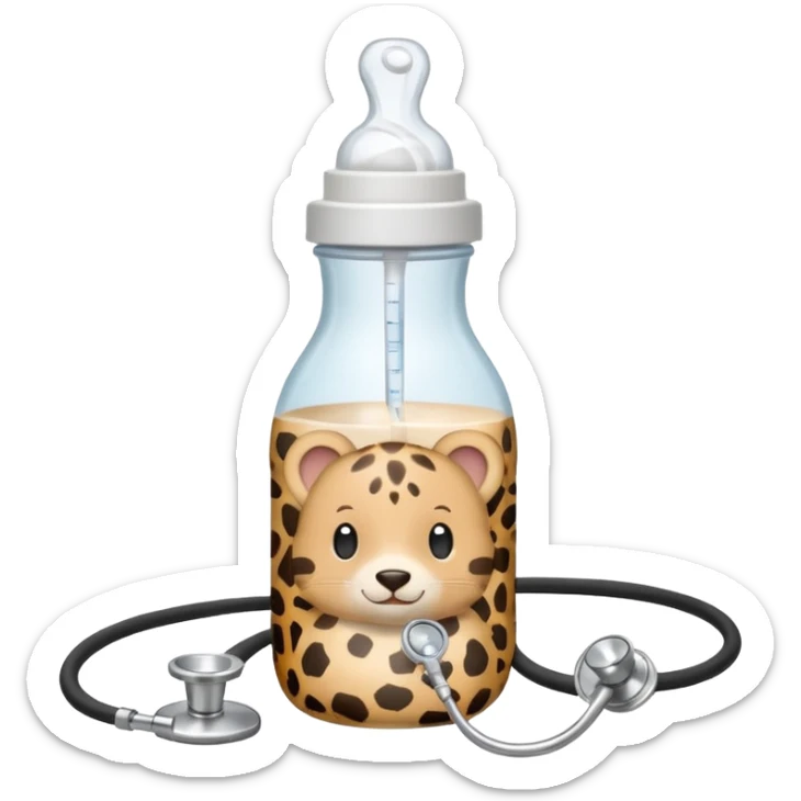 stethescope, baby bottle, cute baby scrapbooking paper animal print  sticker