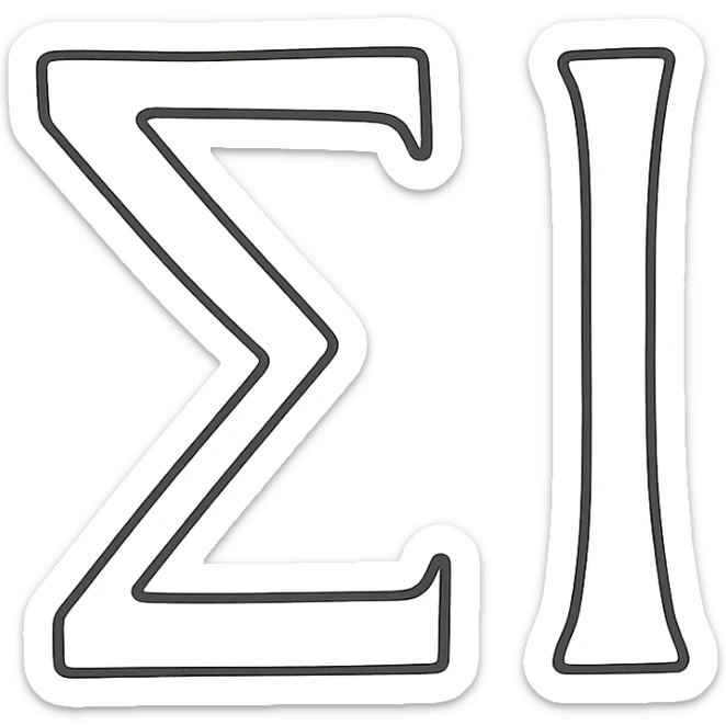 creative combination of Greek letters to symbolize eleven, hand-drawn black outline icon sticker