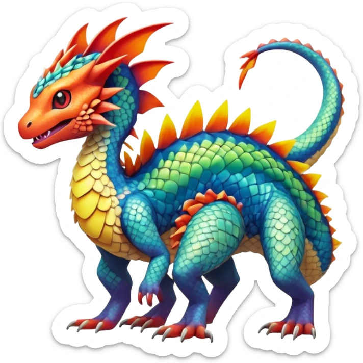 Colorful Exotic Pokémon-Fakémon-hybrid-creature (full body) sticker