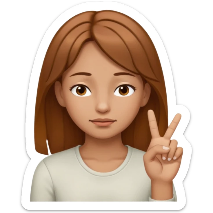 White but tan person with lightish brown hair girl has eyes lightly closed and index and middle fingers held on the temples of the forehead has if she is thinking and knows and sort of smirking sticker