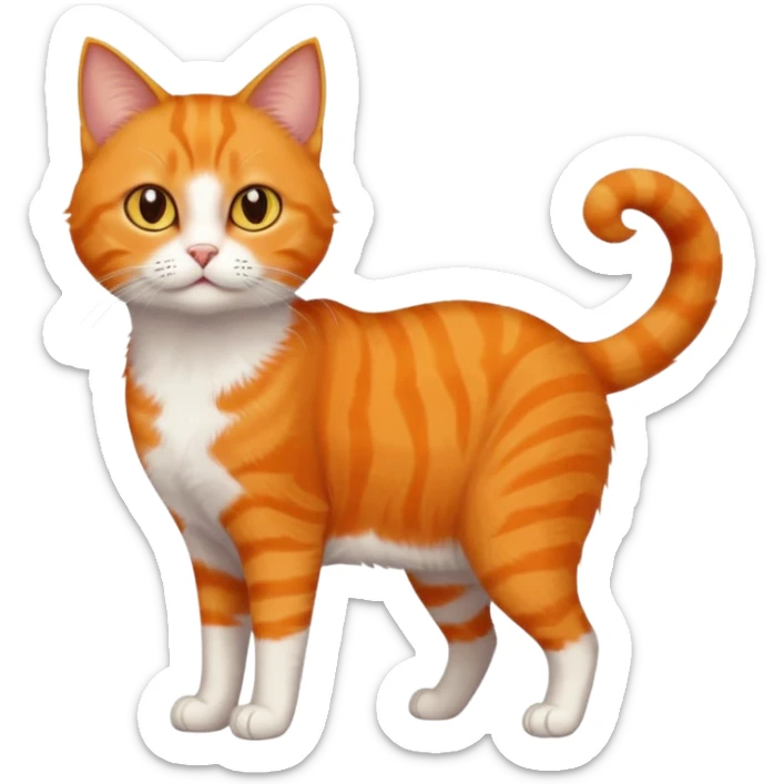 full body orange domestic shorthair slim cat with yellow/orange eyes  sticker