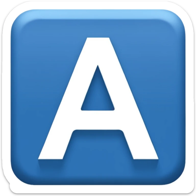 The image is a blue icon with the letter "A" in the center. The letter is in a bold, sans-serif font and is slightly tilted to the right. Below the letter, there is a smaller text that reads "10.9". The background is white and the icon is simple and minimalistic. sticker