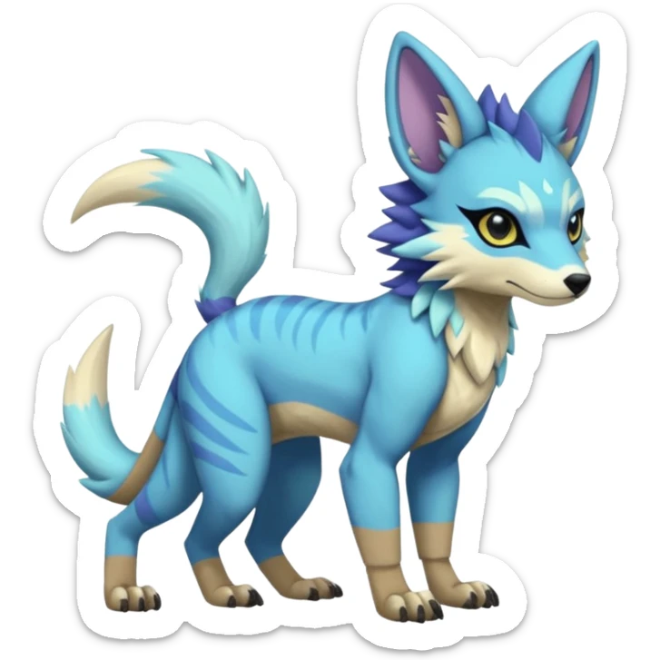 Edgy shiny exotic colorful smooth soft pastel modern anthro furry vernid-trico-Protogen-Primagen-WereGarurumon-hybrid by Falvie, LiLaiRa, AngieWolf sticker