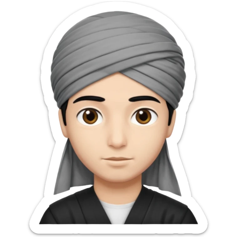 Emoji de un chico con turbante árabe que el chico sea de color piel clara y que tenga cabello negro y de fondo blanco sticker