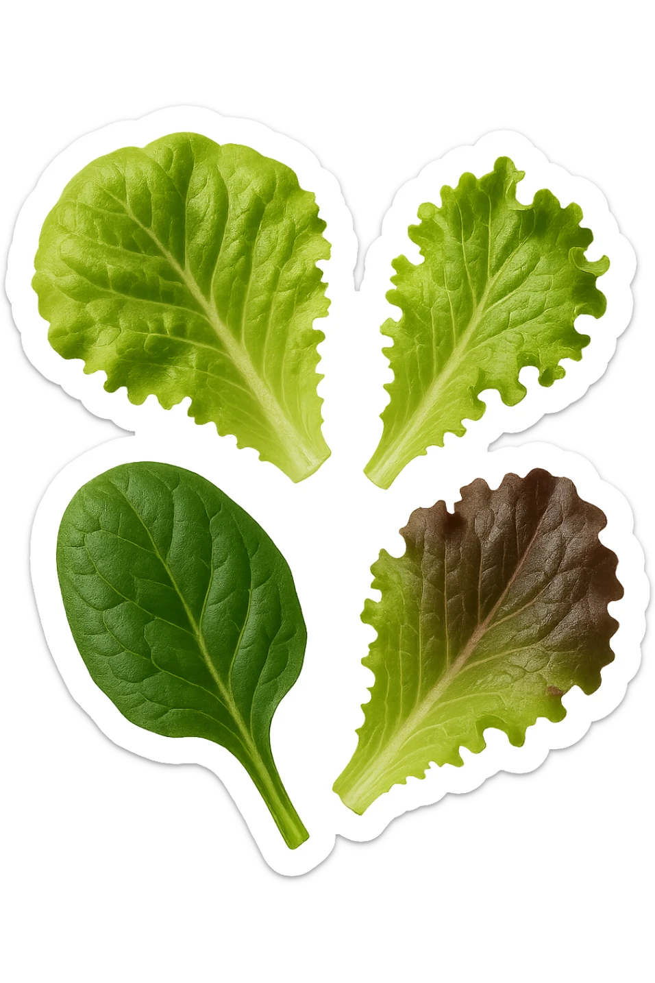 EMOJI STILE IPHONE DI FOGLIE DI INSALATA CHE FLUTTUANO IN ARIA, IPERREALISTICO 4K sticker