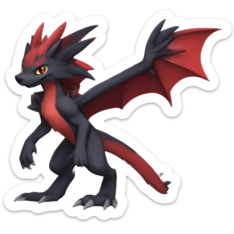 Anthro Cute cool black red nargacuga sergal animal hybrid Fakemon full body sticker