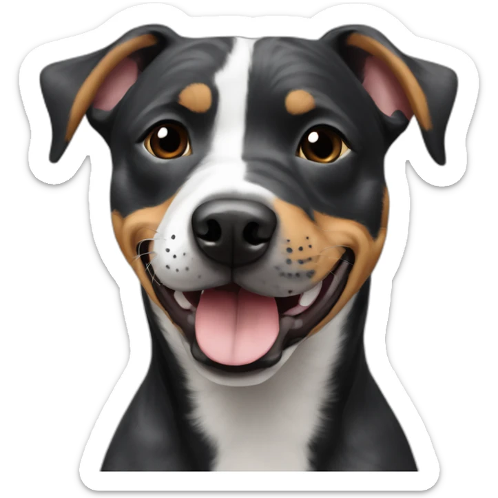 Pitbull Australian cattle dog mix with black fur who is really excited you came home sticker