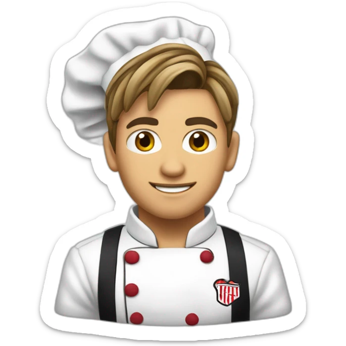 Cara de adolescente chef hincha de River Plate con pelo castaño y algunos pocos reflejos rubios sticker