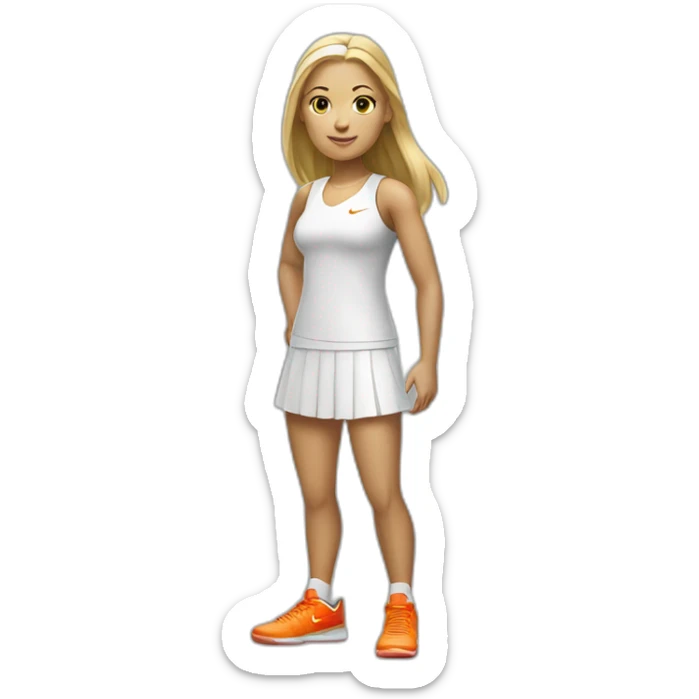 A blonde tennis woman with Nike outfit and bright orange shoes  sticker
