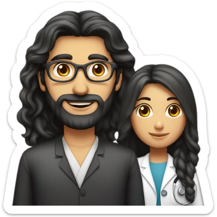 Long hair Jewish girl with tall ophthalmologist Arabic boy sticker