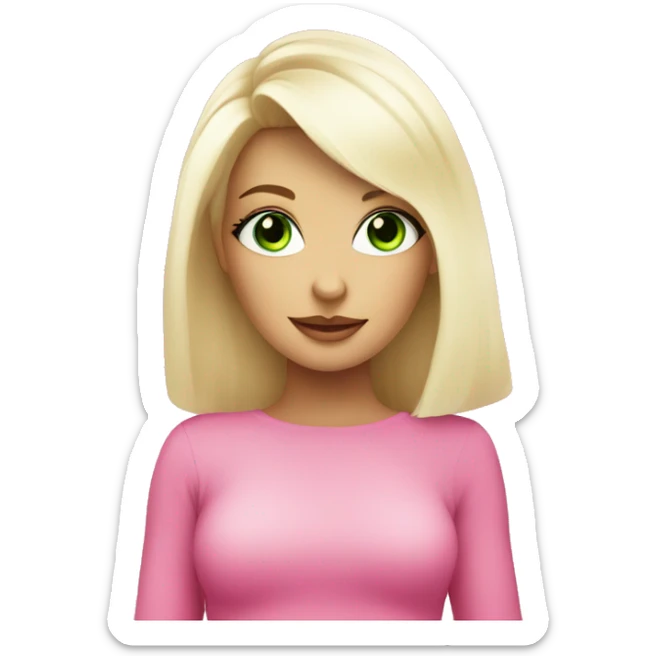 cute platinum blonde with green eyes wearing pink surrounded by pink shopping bags sticker