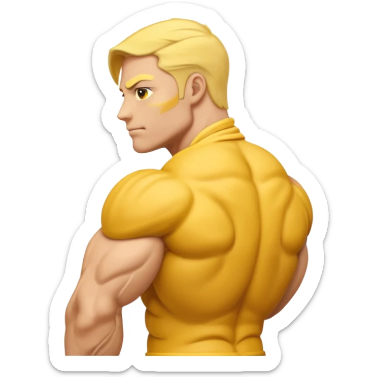 Emoji of Shoulders Muscle from side view, the human is yellow like on iphones. He has big shoulders. sticker