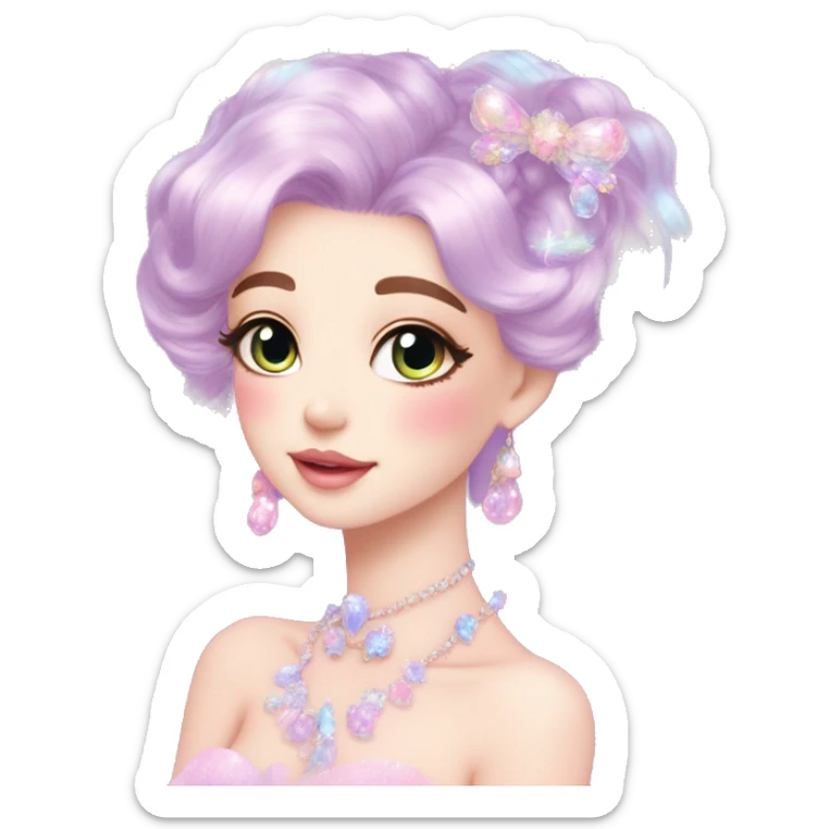 Dreamy pretty VOGUE elegant kawaii shiny pastel lady pastelcore kawaii beautiful hair fairycore cottagecore jewels trending aesthetic sticker